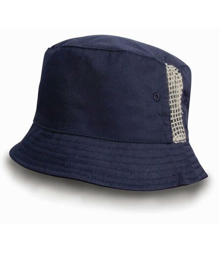 Result Deluxe Washed Cotton Bucket Hat, Navy, ONE, Result Headwear