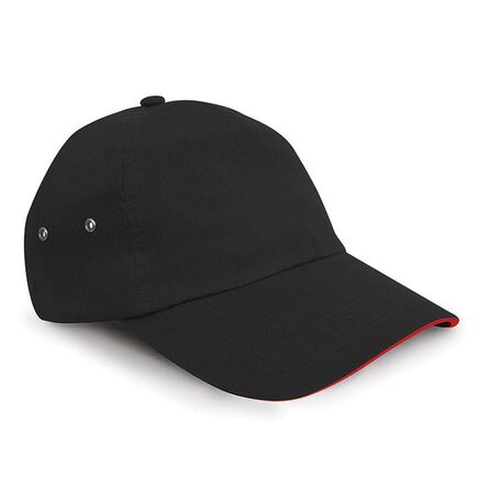 Result Plush Cotton 5 Panel Cap, Black, ONE, Result Headwear