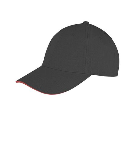 Result Memphis Sandwich Peak Cap, Black/Red, ONE, Result Headwear
