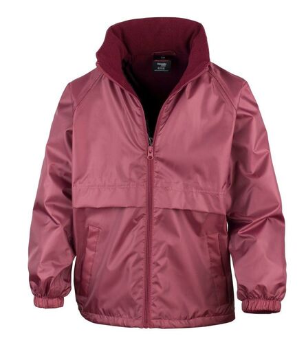 Kids Micro Fleece Lined Jacket, Burgundy, 11-12, Result Core