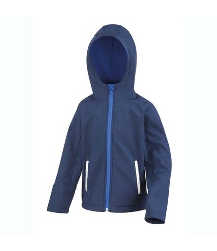 Kids TX Performance Hooded Soft Shell Jacket, Navy/Royal Blue, 3-4, Result Core
