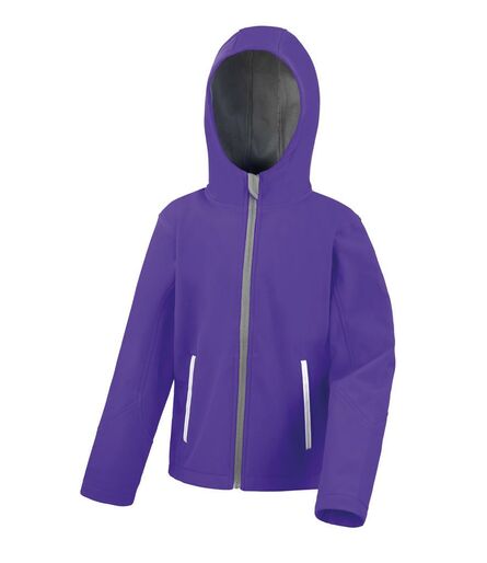 Kids TX Performance Hooded Soft Shell Jacket, Purple/Grey, 3-4, Result Core