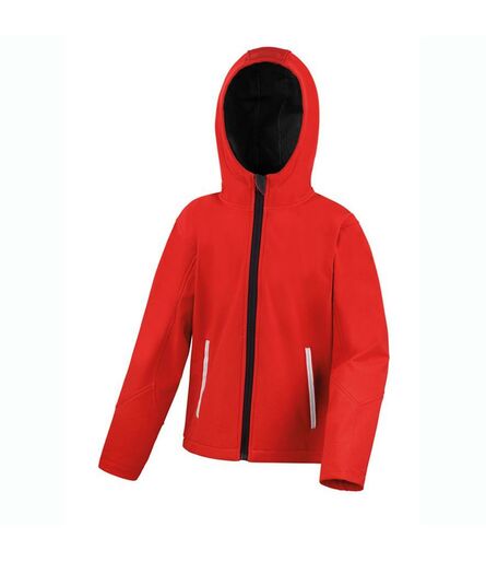 Kids TX Performance Hooded Soft Shell Jacket, Red/Black, 3-4, Result Core