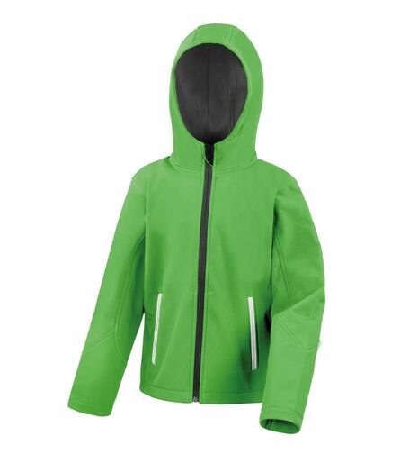 Kids TX Performance Hooded Soft Shell Jacket, Vivid Green/Black, 3-4, Result Core