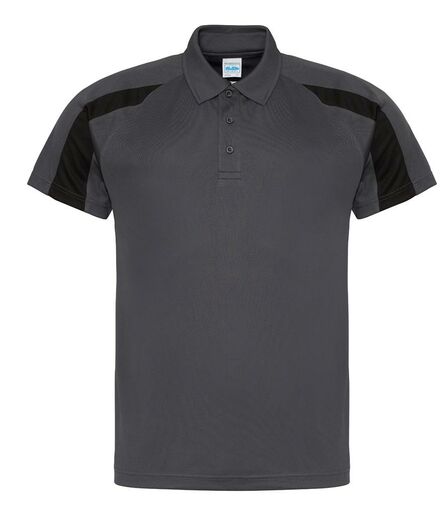 AWDis Cool Contrast Polo Shirt, Charcoal/Jet Black, L, Just Cool