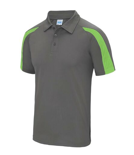 AWDis Cool Contrast Polo Shirt, Charcoal/Lime Green, L, Just Cool