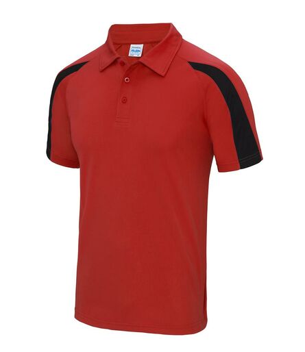 AWDis Cool Contrast Polo Shirt, Fire Red/Jet Black, L, Just Cool