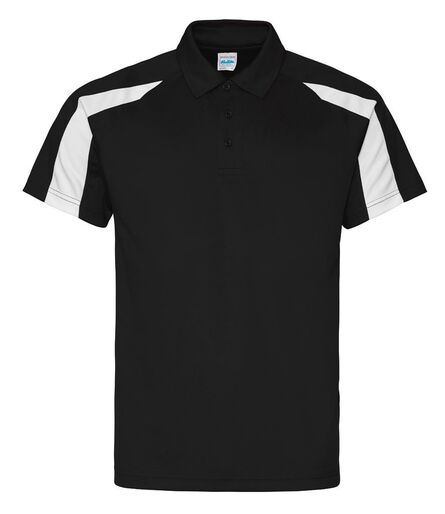 AWDis Cool Contrast Polo Shirt, Jet Black/Arctic White, L, Just Cool