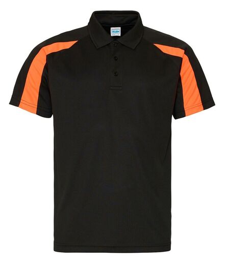 AWDis Cool Contrast Polo Shirt, Jet Black/Electric Orange, L, Just Cool
