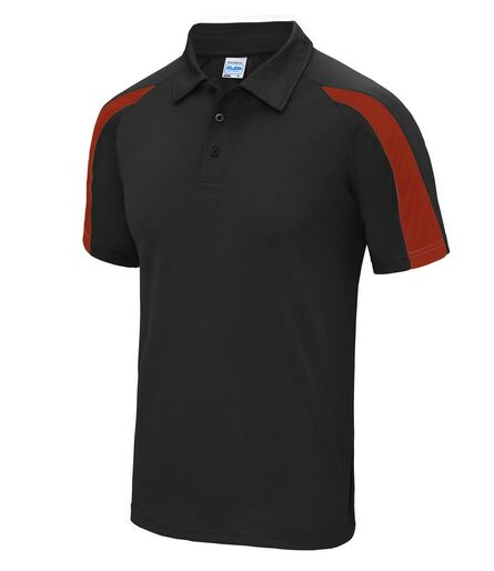 AWDis Cool Contrast Polo Shirt, Jet Black/Fire Red, L, Just Cool