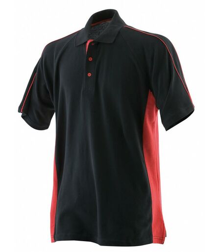 Finden and Hales Sports Cotton Piqué Polo Shirt, Black/Red, L, Finden & Hales