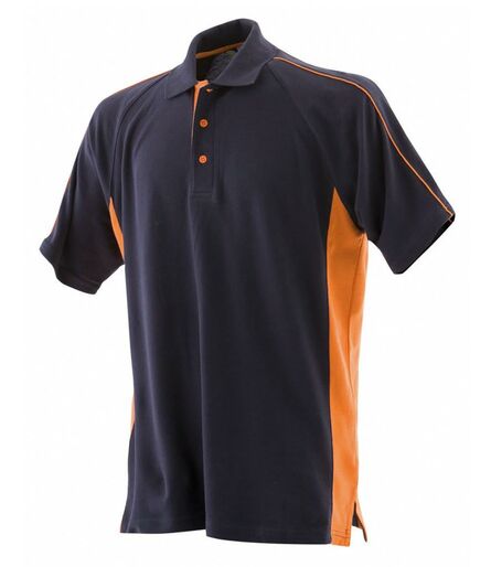 Finden and Hales Sports Cotton Piqué Polo Shirt, Navy/Orange, L, Finden & Hales
