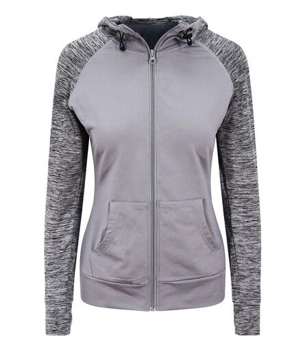 AWDis Ladies Cool Contrast Zoodie, Grey/Grey Melange, L, Just Cool